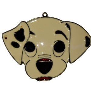 Vintage Handmade Stained Glass Puppy Dog Face Black/White Suncatcher Ornament